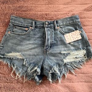 Free People We the Free Good Vibrations Jean Shorts